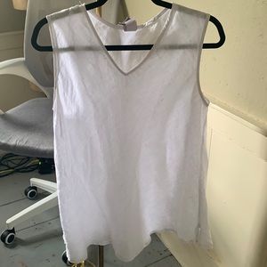 Bright White 100% linen sleeveless top SIZE MEDIUM